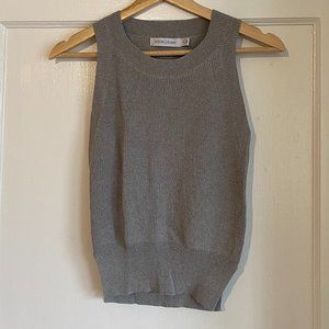 White Closet Sweater Knit Grey Tank Top Sz Small
